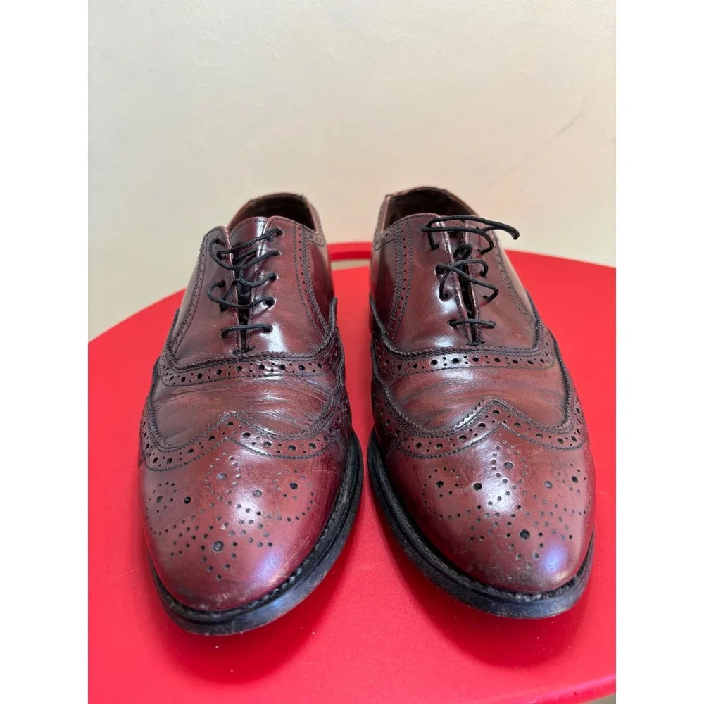 Vintage Mens Burgundy Leather Wingtip Oxford Brogue Dress Shoes Cat's Paw 12 B/C
